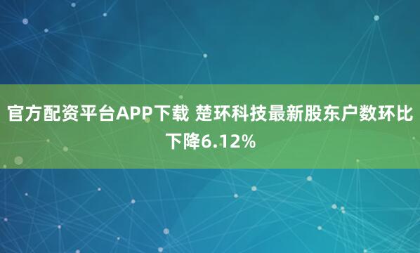 官方配资平台APP下载 楚环科技最新股东户数环比下降6.12%