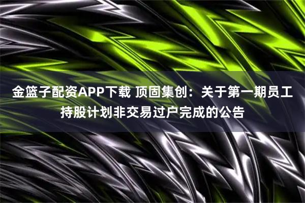 金篮子配资APP下载 顶固集创：关于第一期员工持股计划非交易过户完成的公告